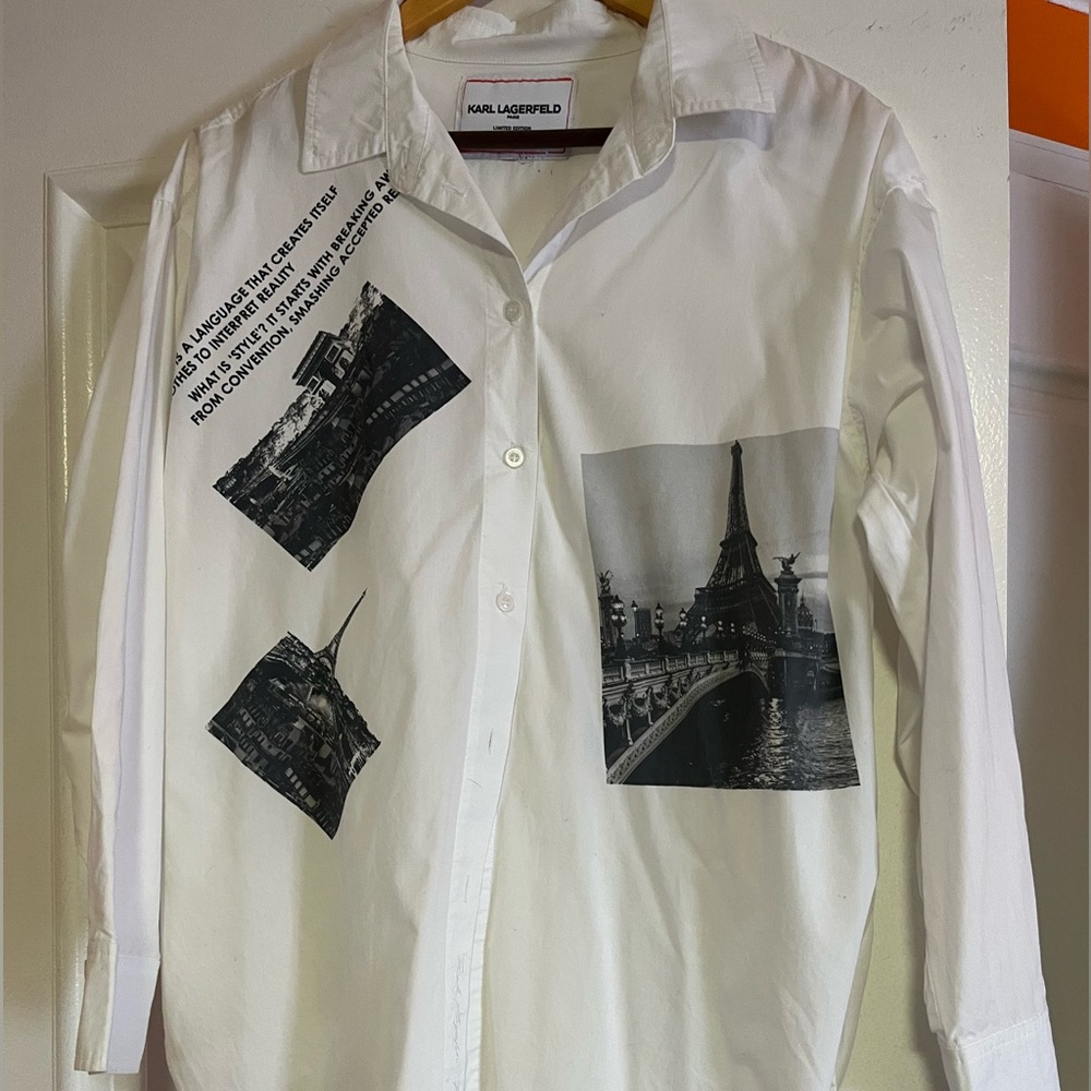 Karl Lagerfeld White Graphic Women’s Shirt
